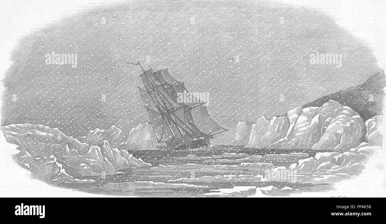 BARING ISLAND Investigator, nearing Marcy Bay 1853. Illustrated London News Stock Photo