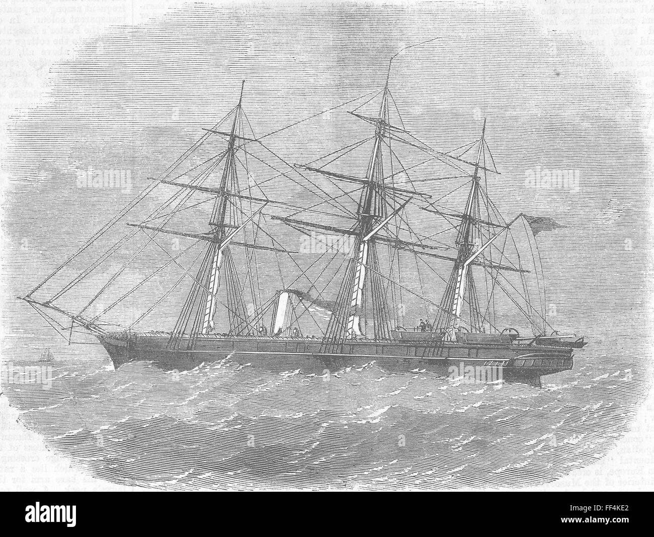 SHIPS HMS sloop Columbine, with Lumley rudder 1863. Illustrated London News Stock Photo