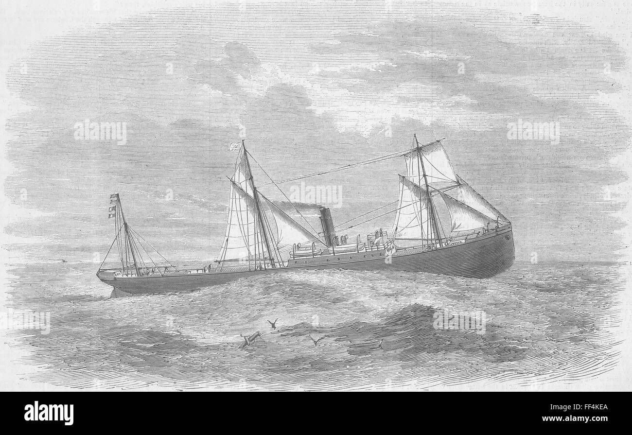 BOATS Praetoria, new cargo-carrying ship 1877. Illustrated London News Stock Photo