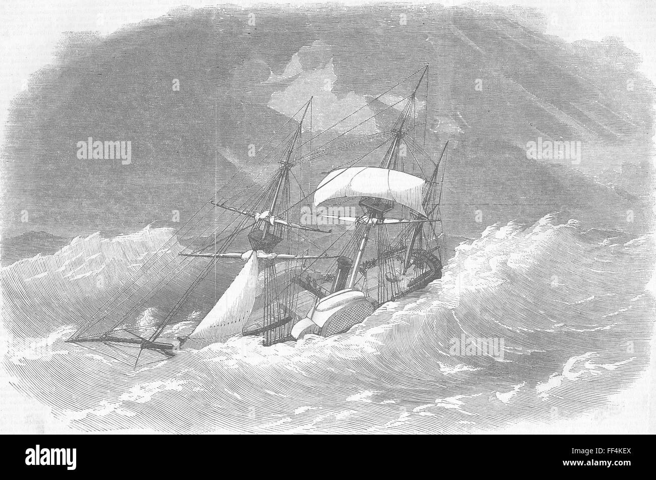 INDIAN OCEAN ISLANDS Inflexible, cyclone, South 1857. Illustrated London News Stock Photo