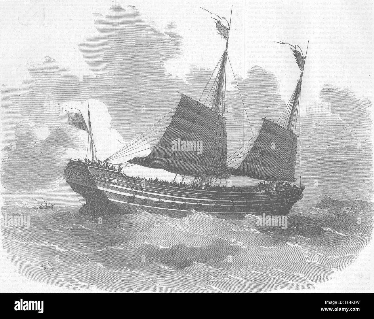 CHINA 1st-class junk 1857. Illustrated London News Stock Photo