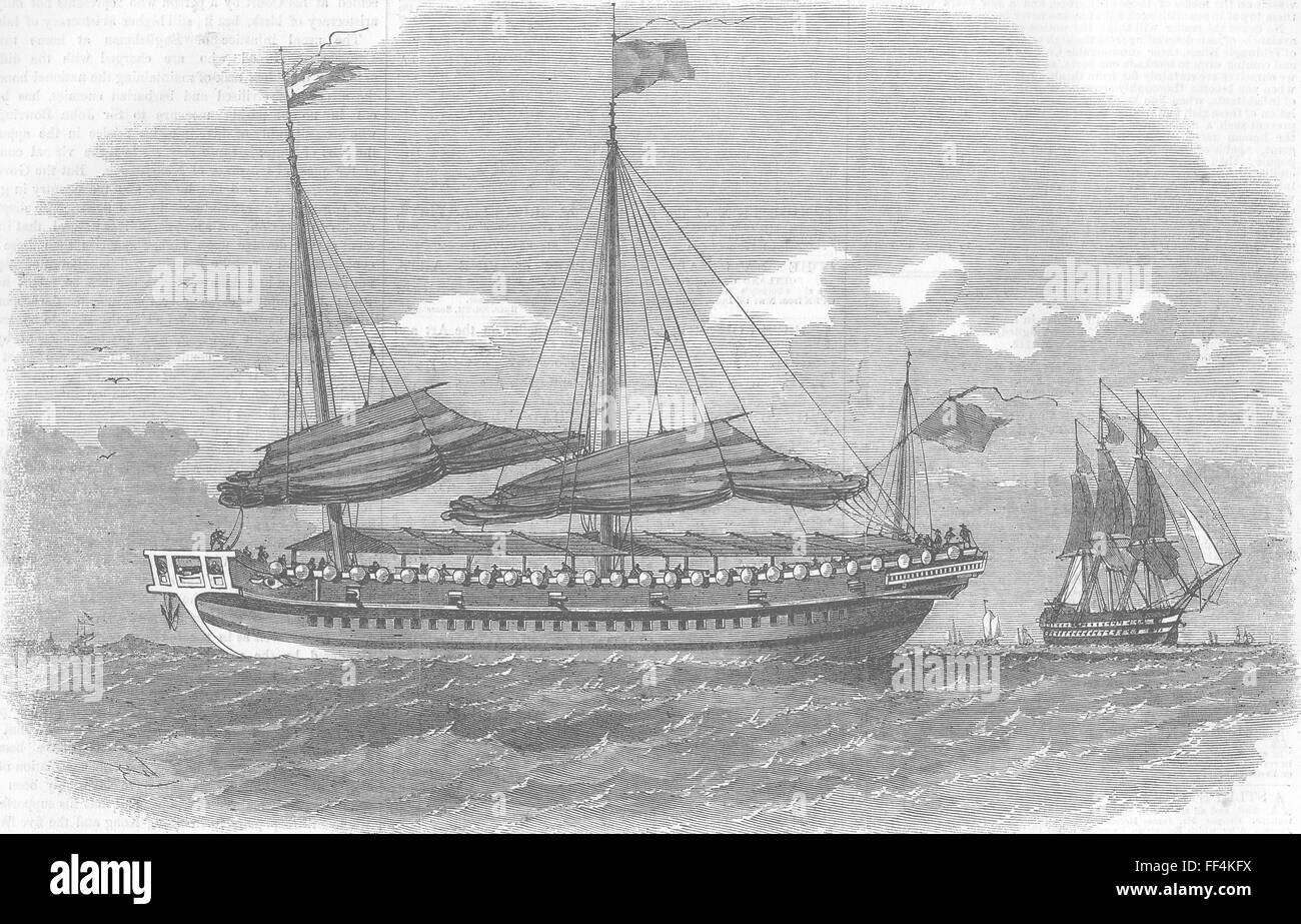 CHINA Modern war junk 2nd class 1857. Illustrated London News Stock Photo