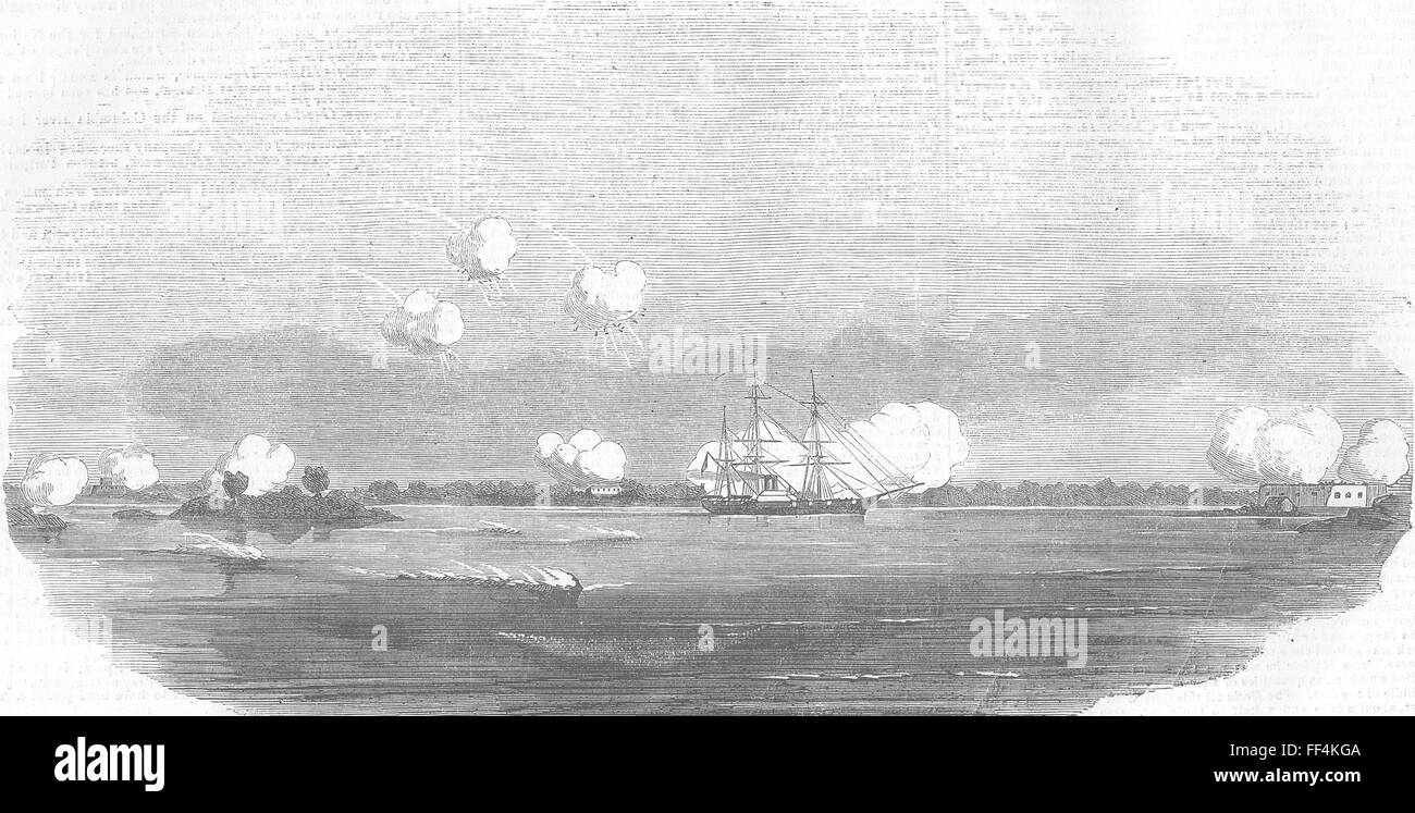 FINLAND Attacking Russian Forts, Hango Bay 1854. Illustrated London News Stock Photo