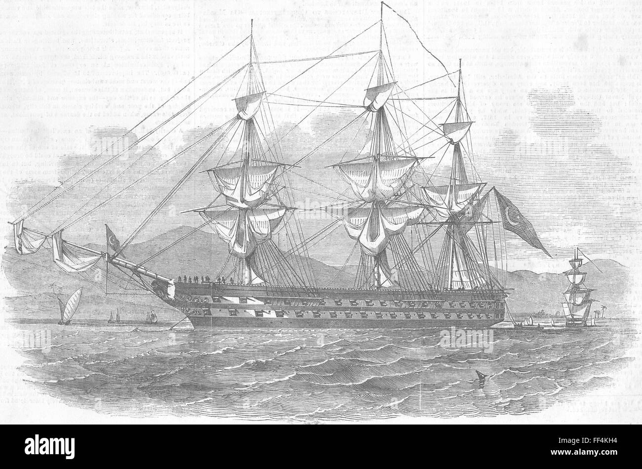 SHIPS Slade(Muchaver Pacha)Nuzetieh, Victorious 1854. Illustrated London News Stock Photo