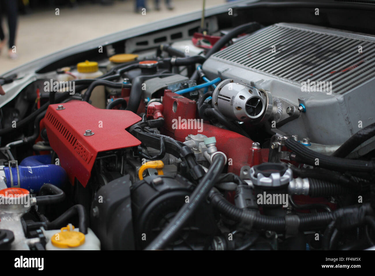 A car engine with intercooler Stock Photo Alamy