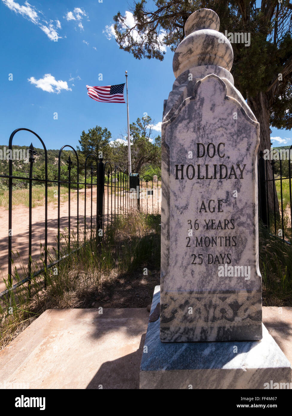 Doc Holliday grave memorial, Linwood Cemetery, Glenwood Springs, Colorado. Stock Photo