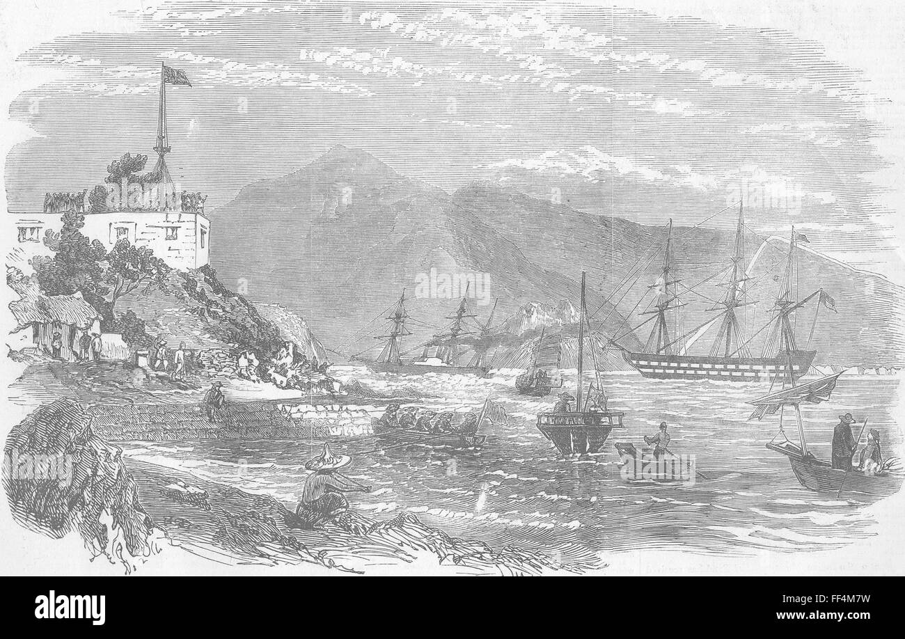 CHINA British flagship Kolkata, Bogue Forts 1858. Illustrated London News Stock Photo