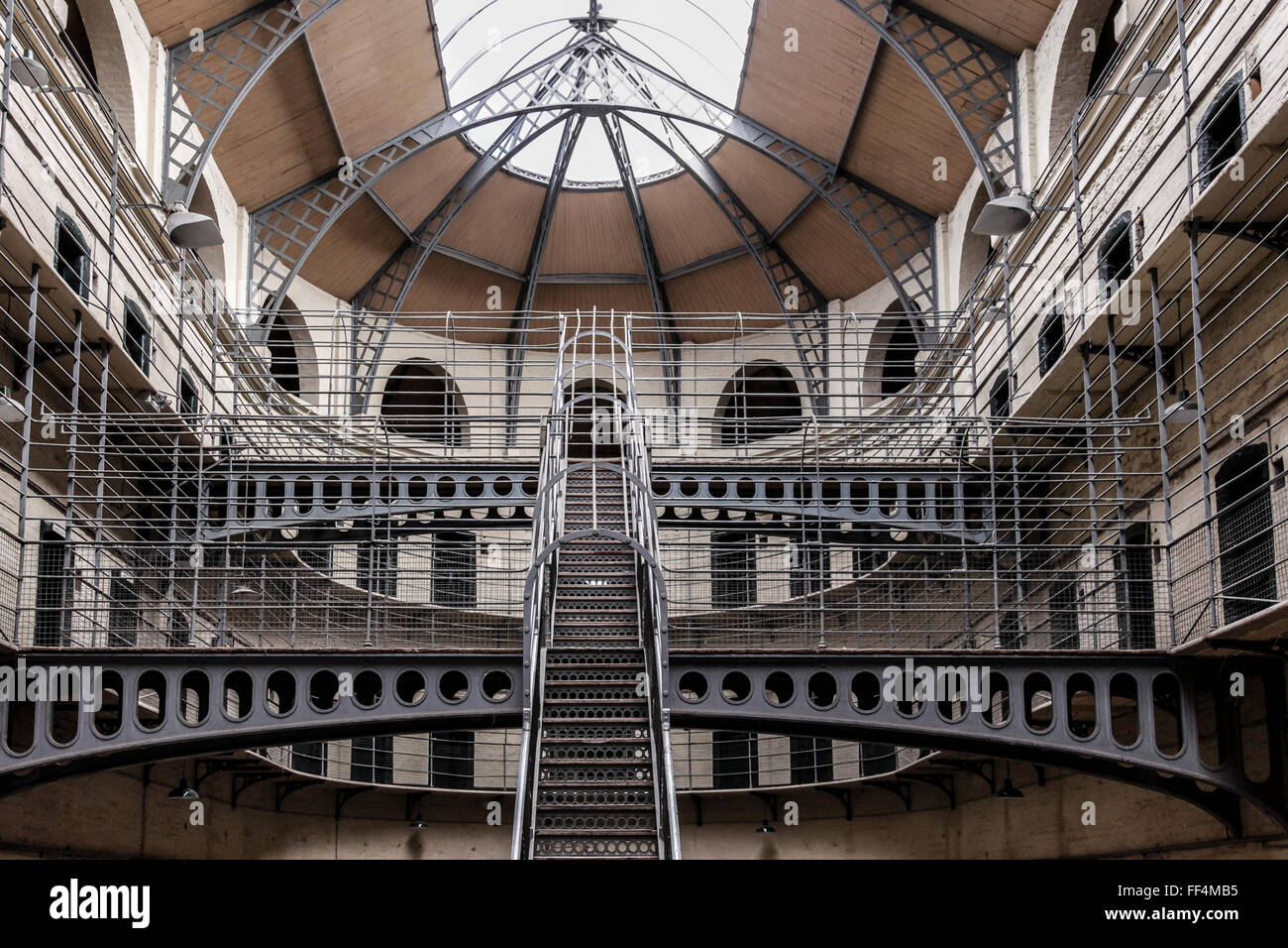 Interior of the Victorian East Wing of the Kilmainham Gaol, Dublin, notorious Irish prison and iconic location of many films. Stock Photo