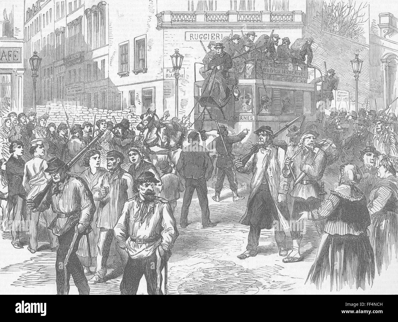 FRANCE Paris Commune Communists, Place Blanche 1871. Illustrated London News Stock Photo