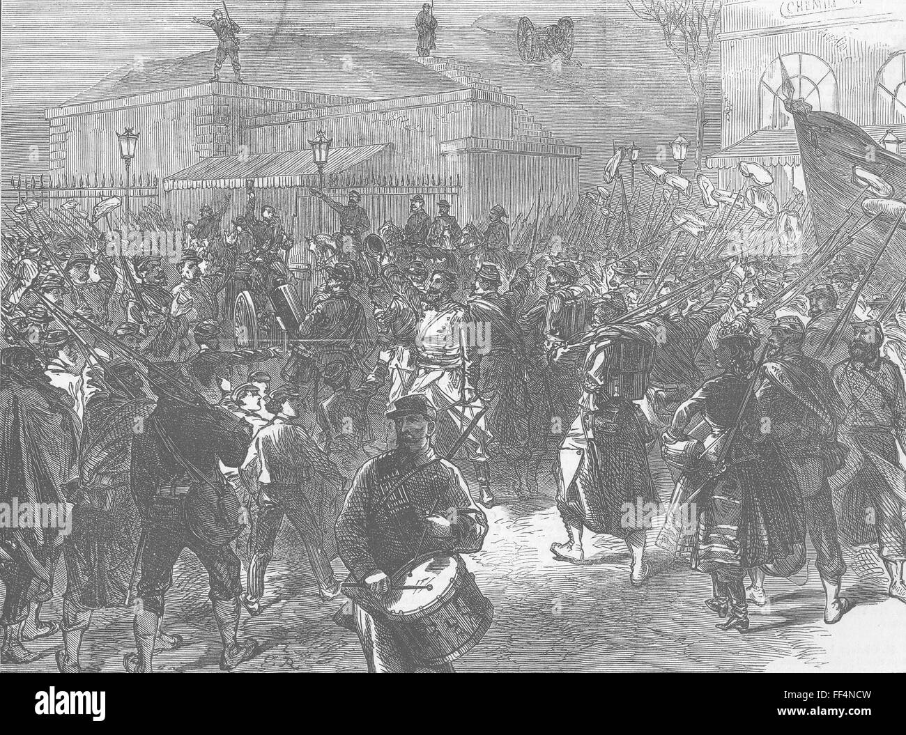PARIS COMMUNE Communists at Porte Maillot 1871. Illustrated London News Stock Photo