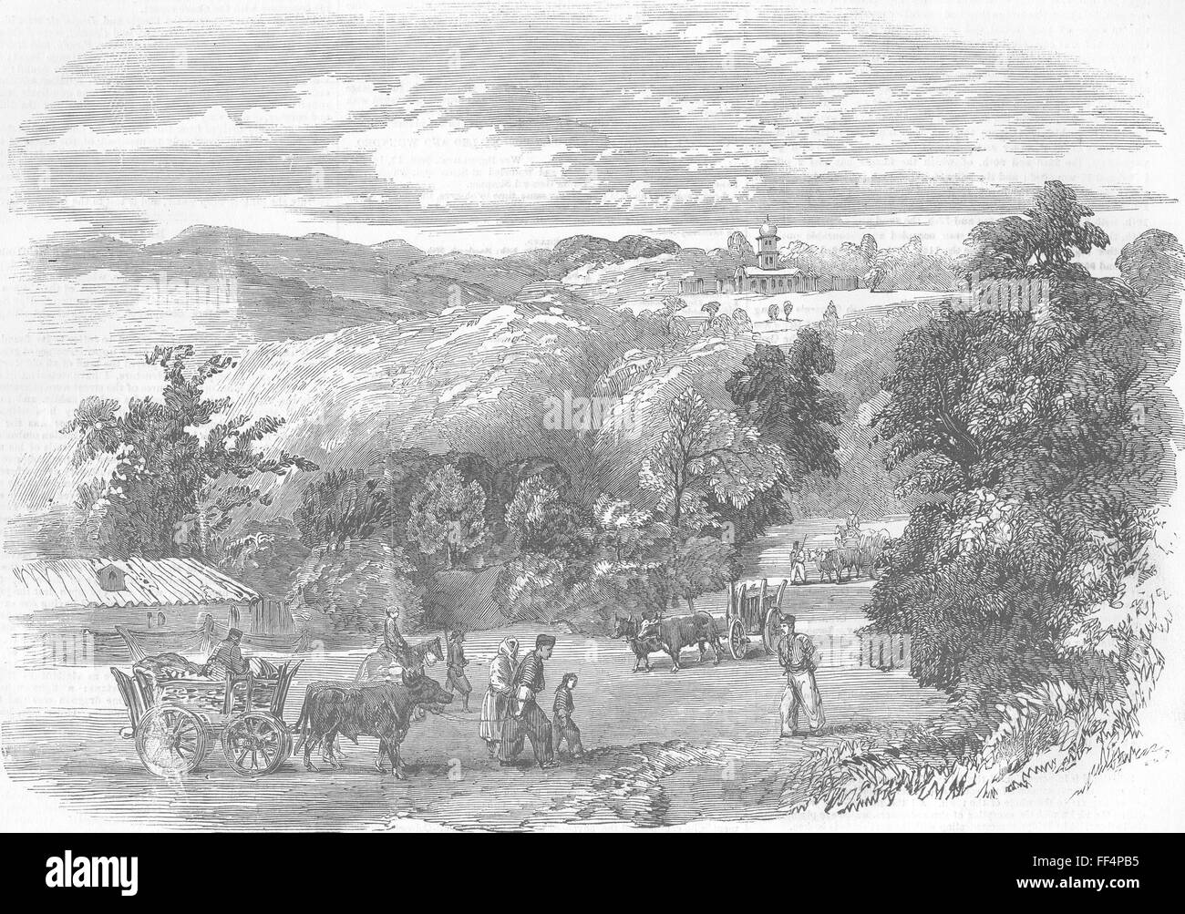 UKRAINE The road to Baidar 1855. Illustrated London News Stock Photo
