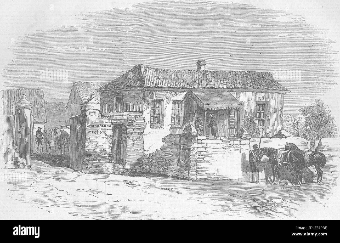 UKRAINE Anglo-French Commission, at Sevastopol 1855. Illustrated London News Stock Photo