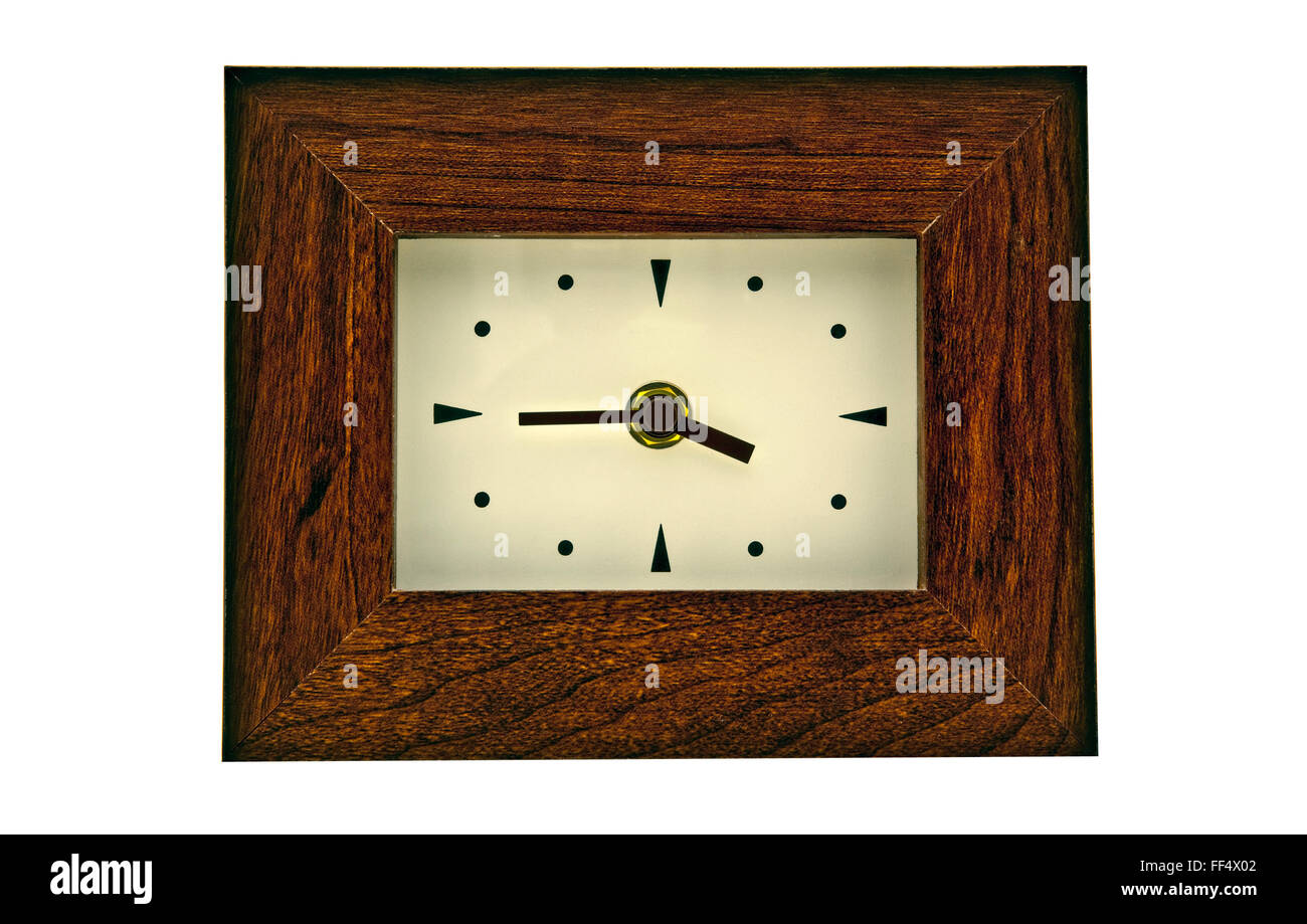 Clock with wooden frame Stock Photo Alamy