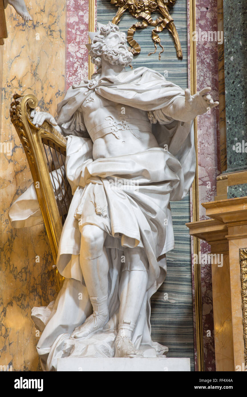 ROME, ITALY - 2015: The statue of The King David by Andre Jean Lebrun  (1769) in Basilica dei Santi Ambrogio e Carlo al Corso Stock Photo - Alamy