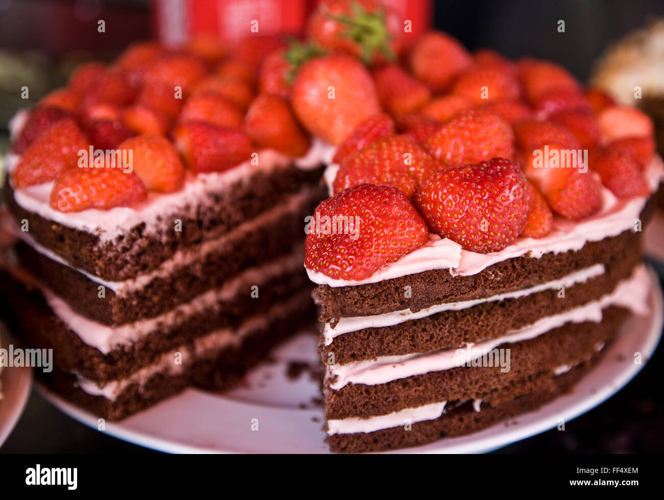 Chocolate and Strawberry Gateaux Stock Photo - Alamy