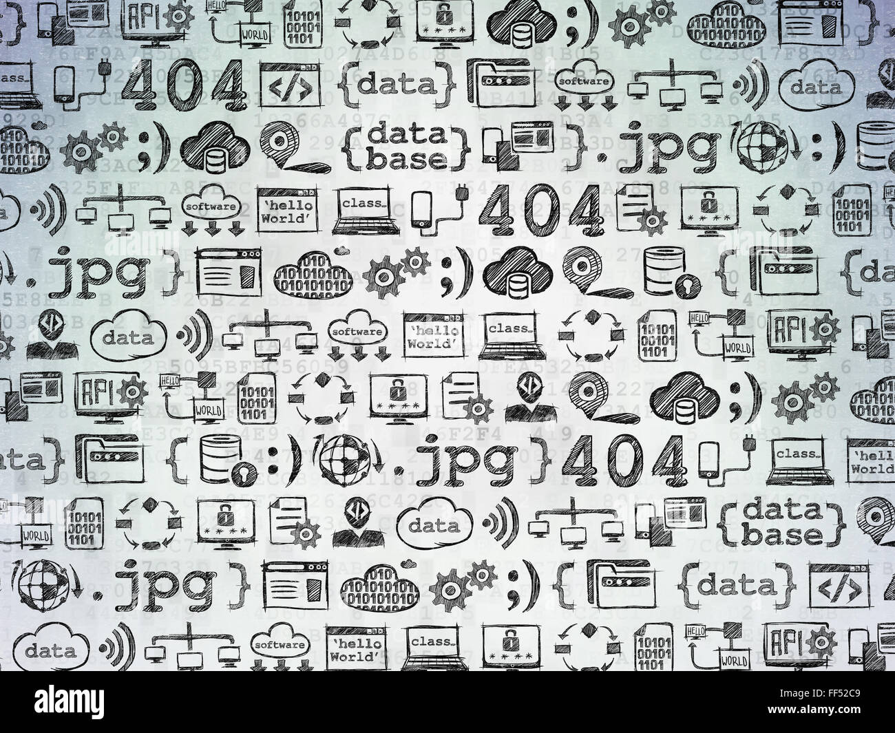 Digital background: Digital Paper with Hand Drawn Programming Icons ...