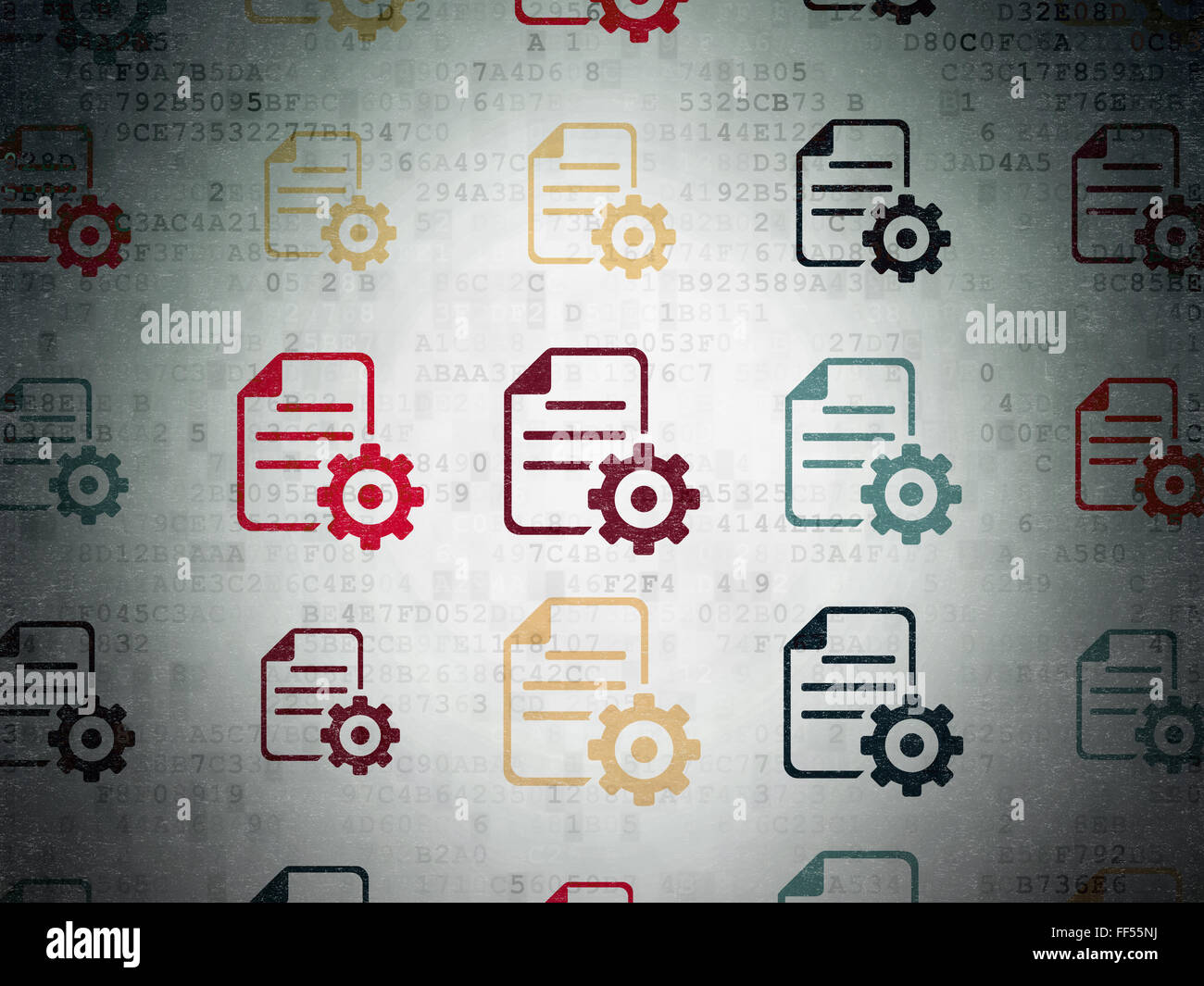 Database concept: Gear icons on Digital Paper background Stock Photo ...