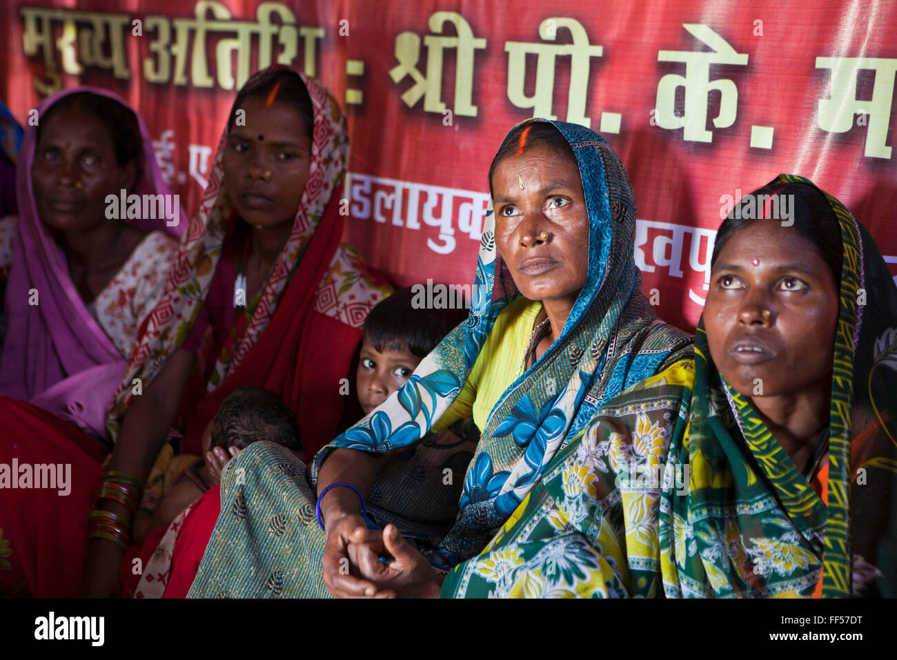 Women from the Musahar community meet monthly to discuss local issues. This project is part of the MSS program on Dalit rights. 'Inclusive development of Musahar community', targeting Musahar villages in the Maharjganj district. Stock Photo