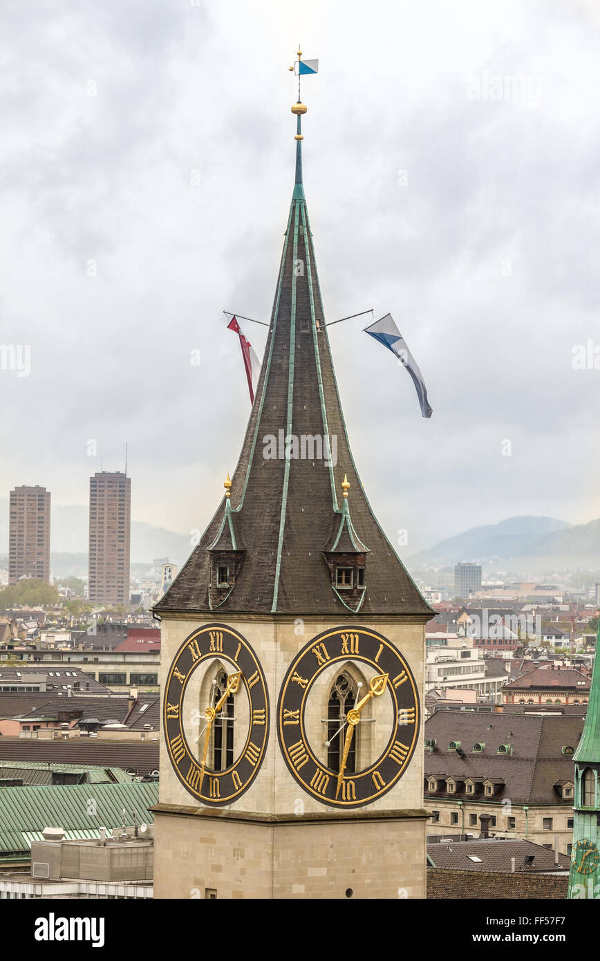 The clock tower of St Peter church, Zurich Switzerland Stock Photo - Alamy