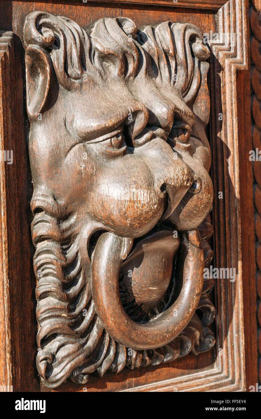 Details about   Wooden carved decor with Lion Head 