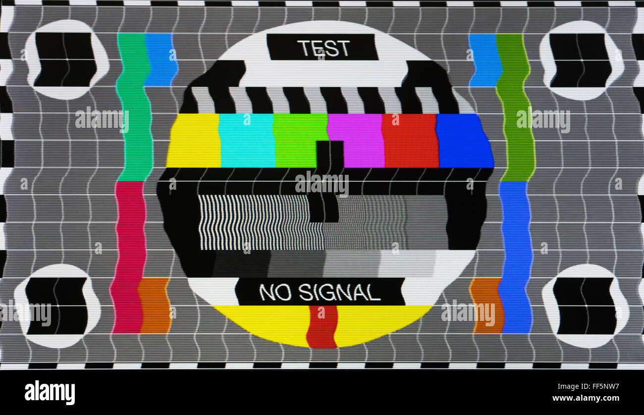 No signal test tv screen card, old tv Stock Photo