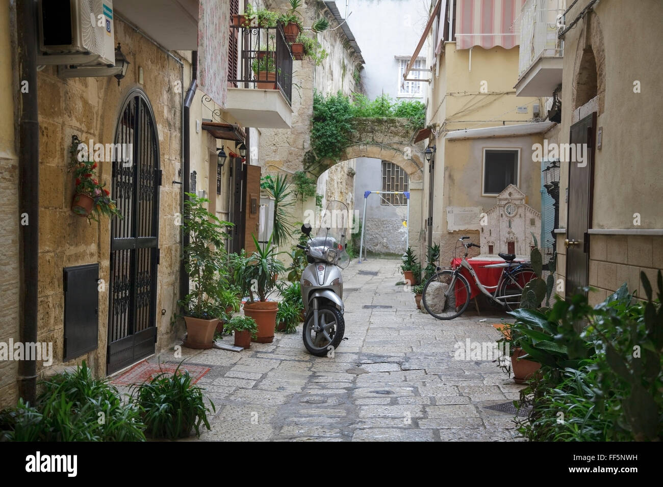typical street in the old town, Bari, Puglia, Italy Stock Photo