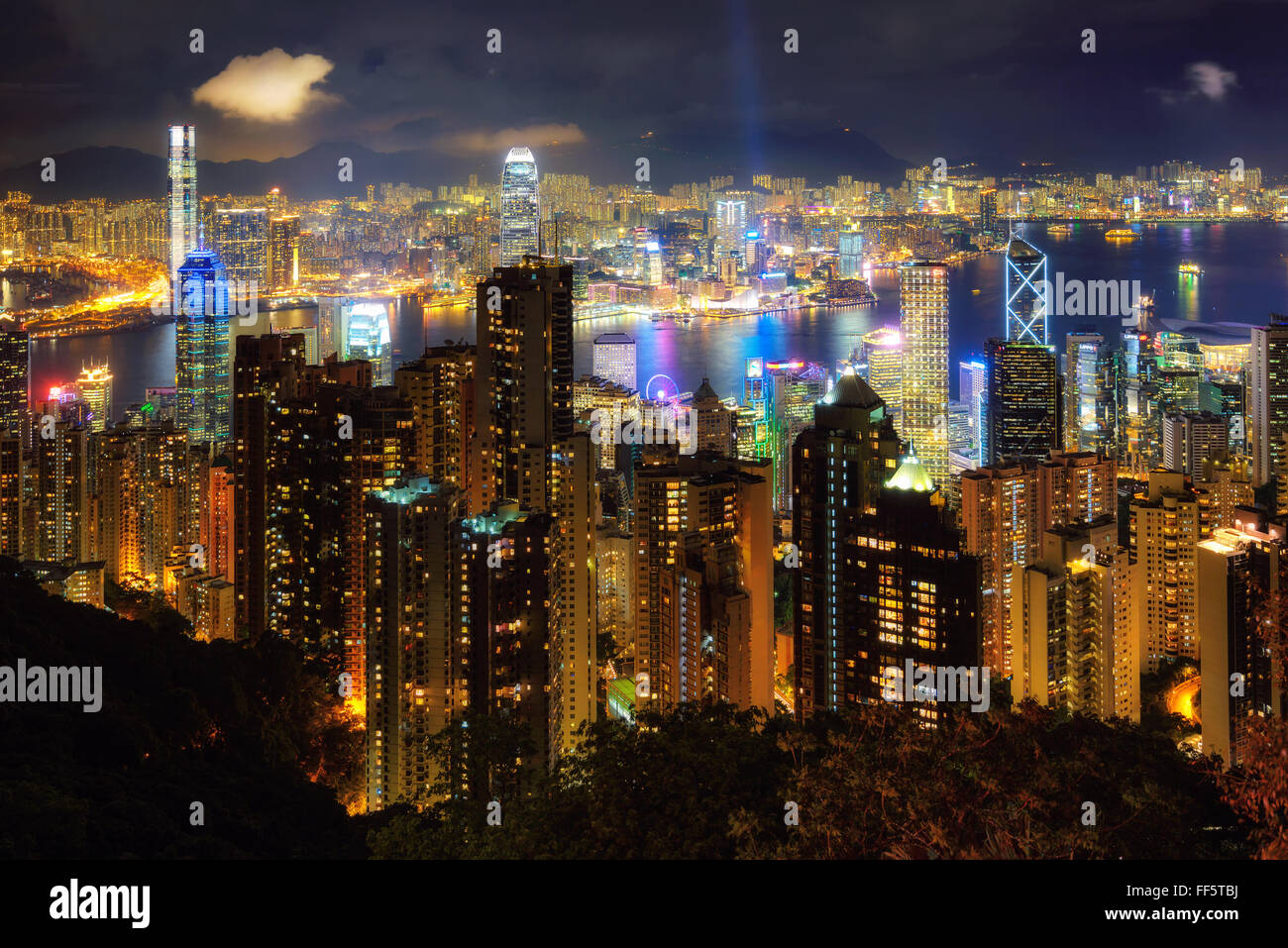 Hong Kong at night Stock Photo