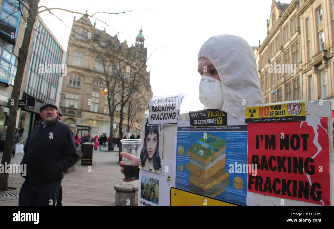 Protesters in Sheffield city centre campaign against fracking, Sheffield, South Yorkshire England UK Stock Photo