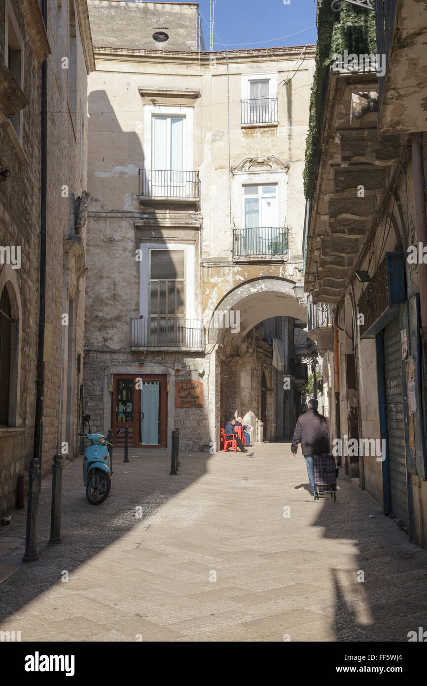 typical street in the old town, Bari, Puglia, Italy Stock Photo