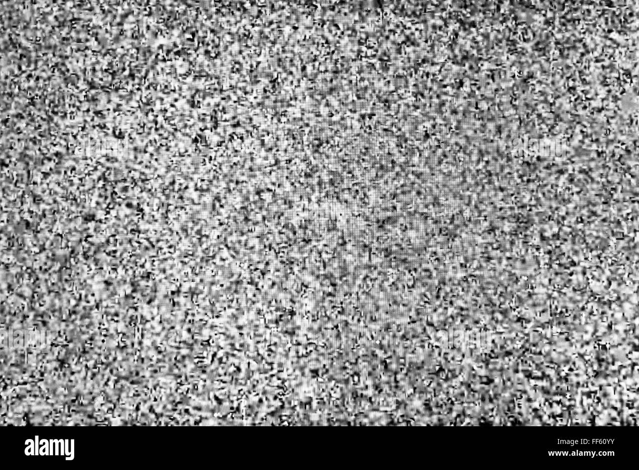 Tv screen with static noise, bad signal reception Stock Photo
