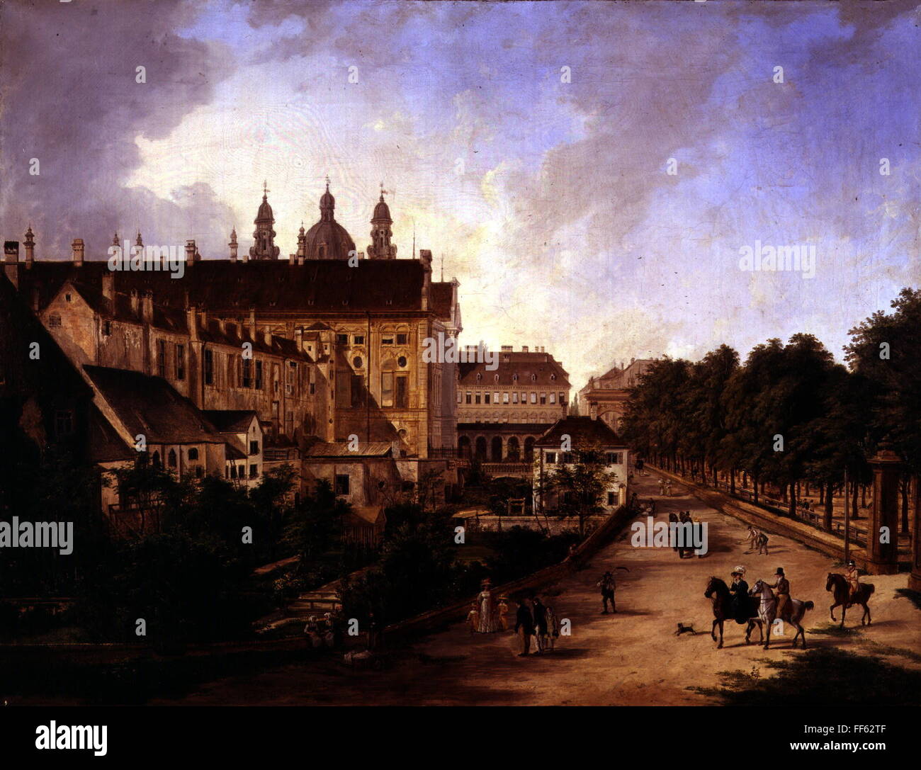 geography / travel, Germany, Munich, Residenz (palace), Northern side, painting by Domenico Quaglio, 1828, Additional-Rights-Clearences-Not Available Stock Photo