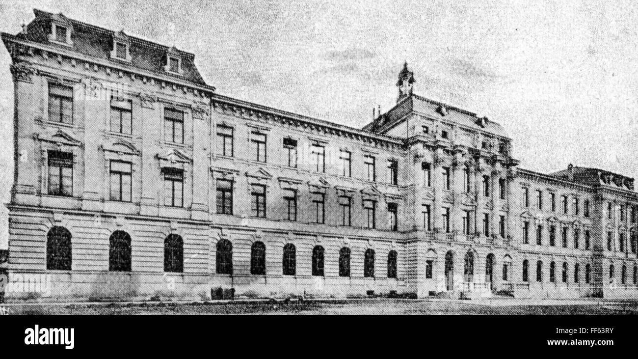 geography / travel, Germany, Erlangen, buildings, university, exterior view, Kollegienhaus, built 1889, circa 1900, 19th century, Bavaria, Franconia, pedagogy, paedagogy, education, neo-baroque, architecture, Southern Germany, the South of Germany, Germany, Central Europe, Europe, at the turn of the 19th / 20th century, building, buildings, university, universities, historic, historical, 1900s, Additional-Rights-Clearences-Not Available Stock Photo