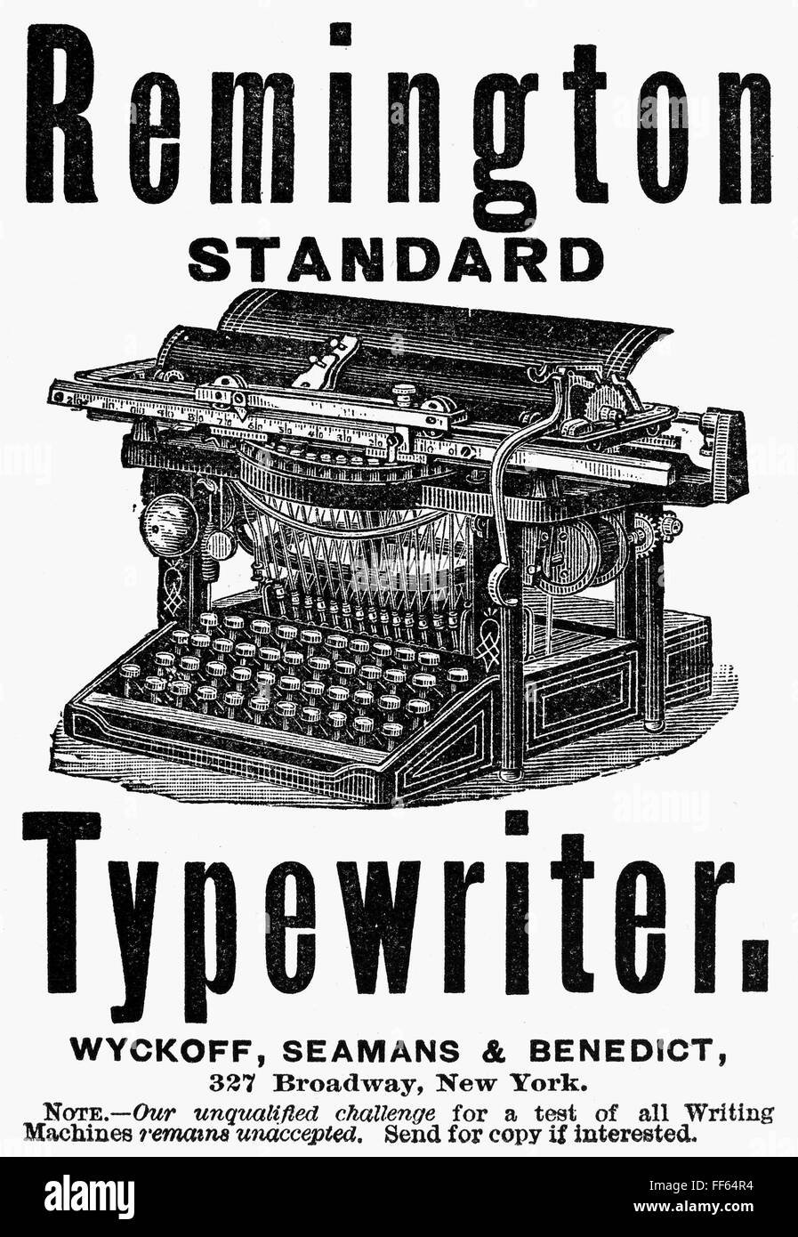 REMINGTON TYPEWRITER, 1888. /nAdvertisement for the Remington Standard