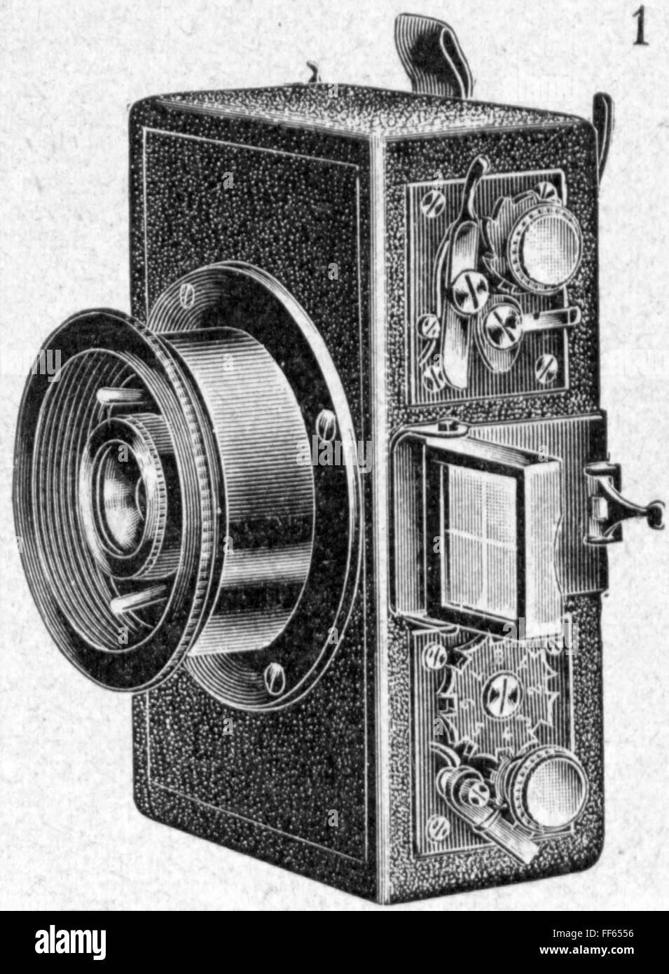photography, cameras, camera by Hanau, wood engraving, out of: 'Das Neue Universum', volume 27, Stuttgart - Berlin - Leipzig, 1906, Additional-Rights-Clearences-Not Available Stock Photo