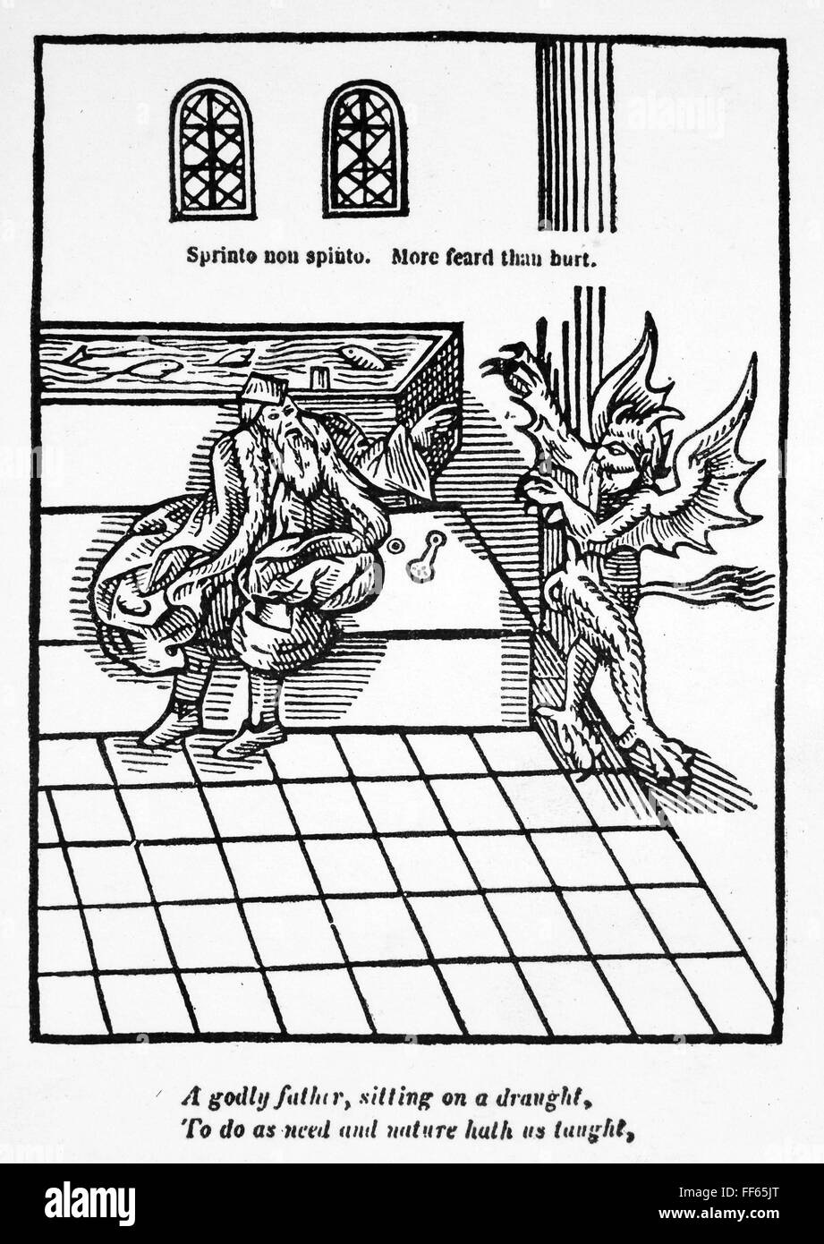 FIRST WATERCLOSET, 1596. /nThe first watercloset, invented by Sir