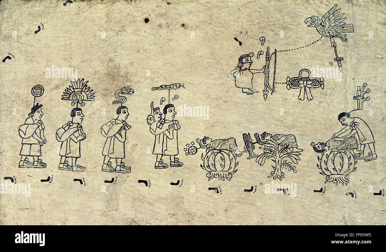 AZTEC PRIESTS. /nFour priests leading Aztecs to the land promised by ...