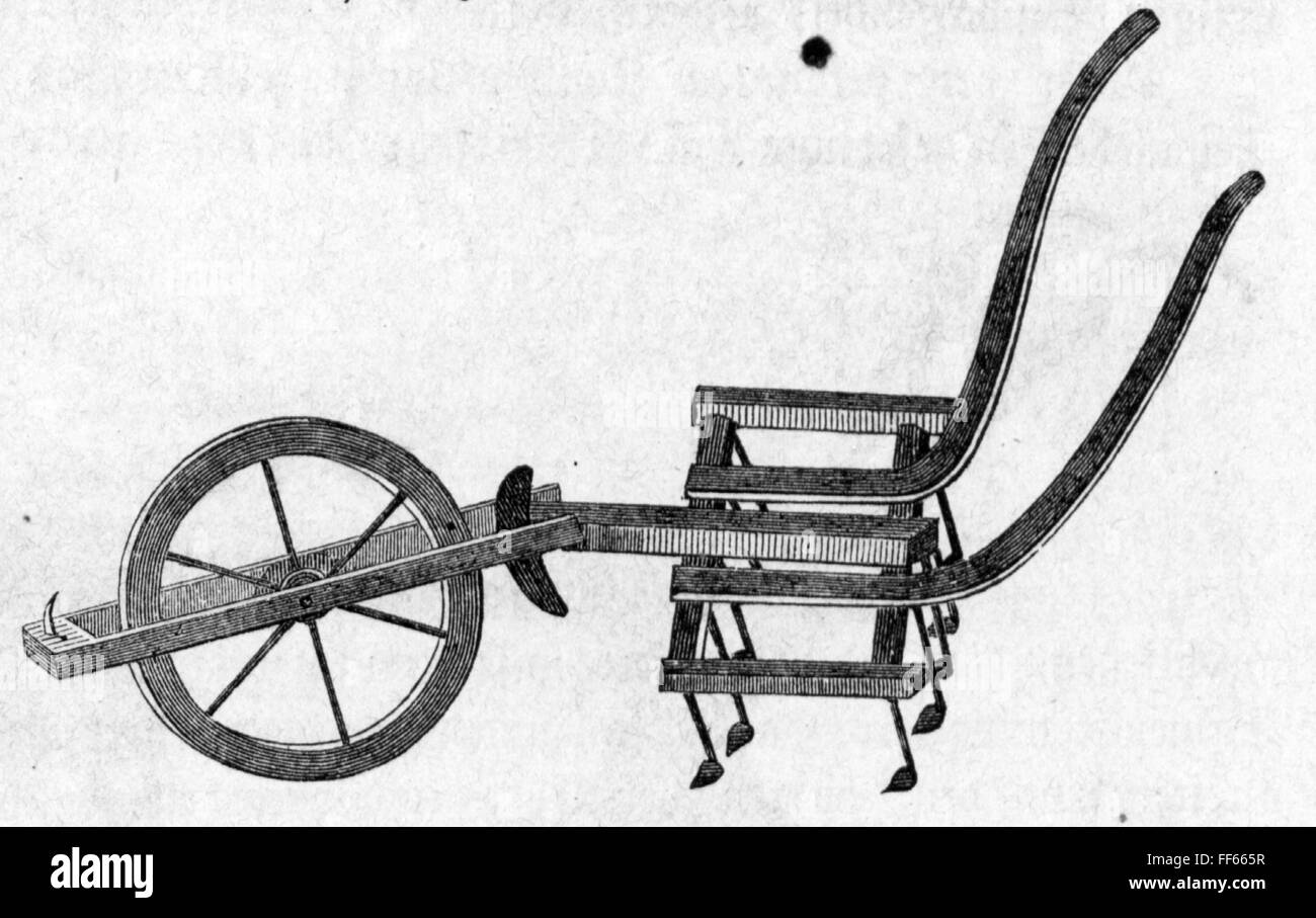 agriculture, devices, harrow, Norwegian harrow, wood engraving, 19th