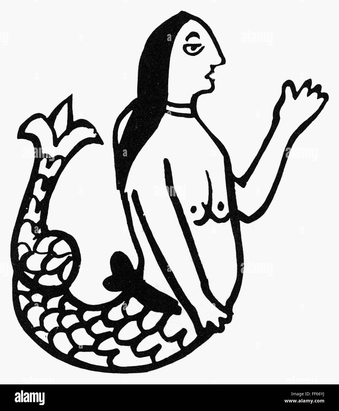 MENNONITES: HEX SIGN. /nMermaid, symbolizing prophecy, from an American Mennonite hex sign. Stock Photo