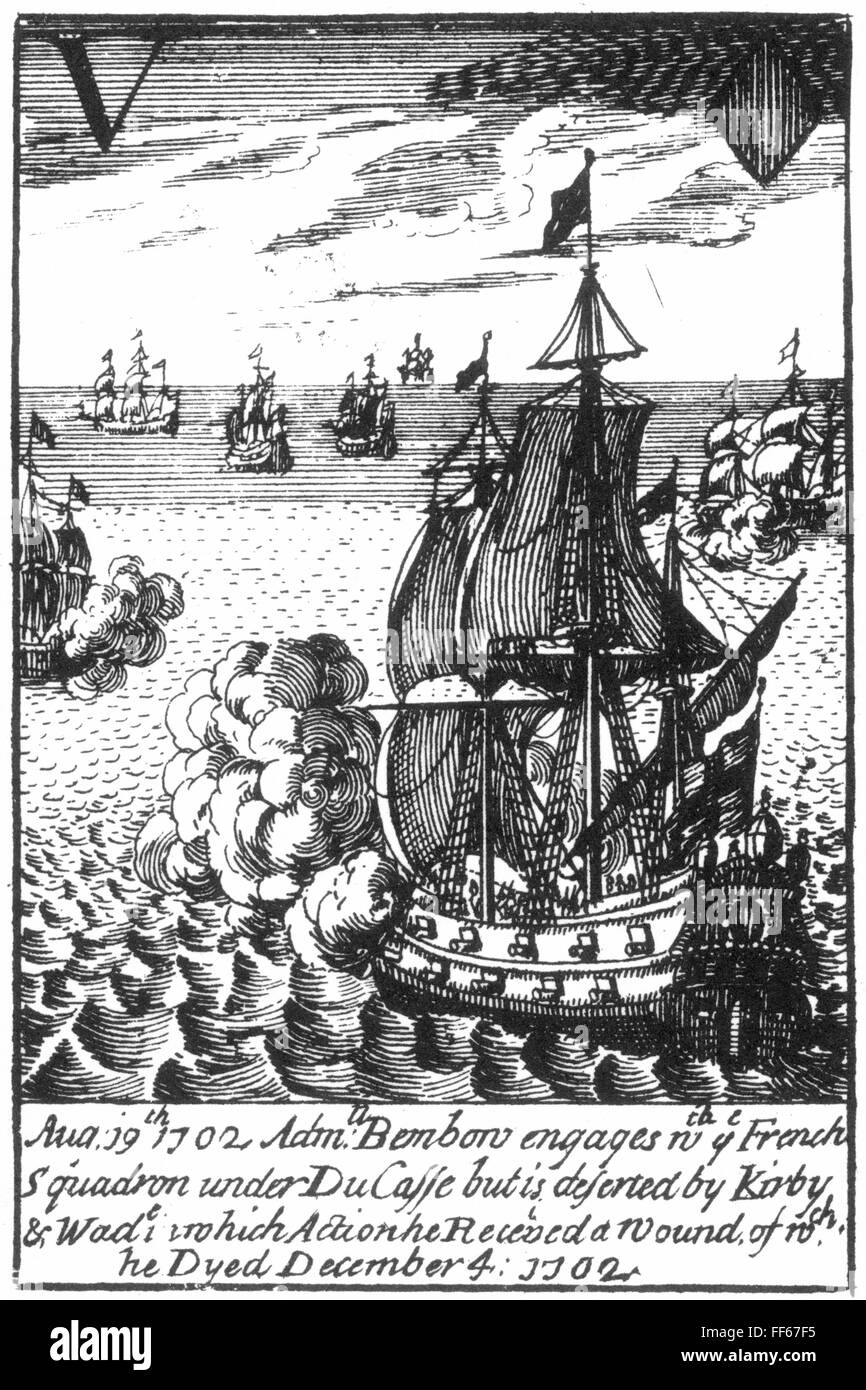 WAR OF SPANISH SUCCESSION. /nPlaying card from a deck published in 1707