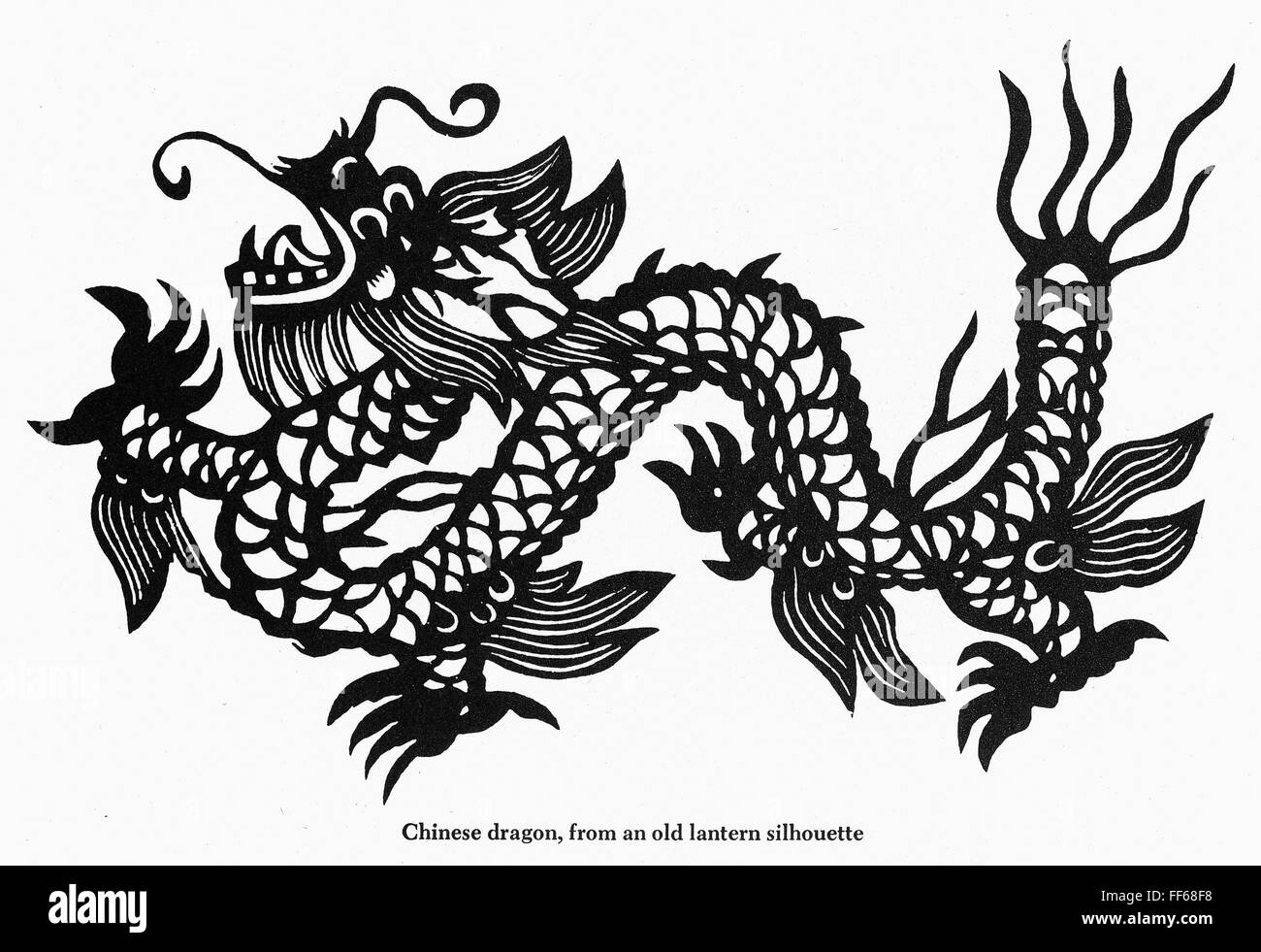 CHINESE DRAGON. /nChinese dragon, from a Chinese lantern silhouette. Stock Photo