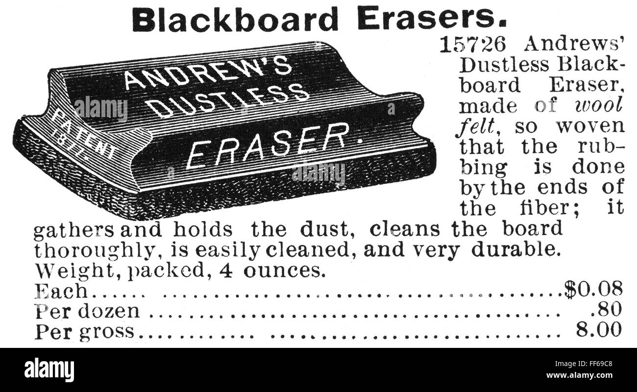 BLACKBOARD ERASER, 1895. /nAmerican catalogue advertisement, 1895. Stock Photo