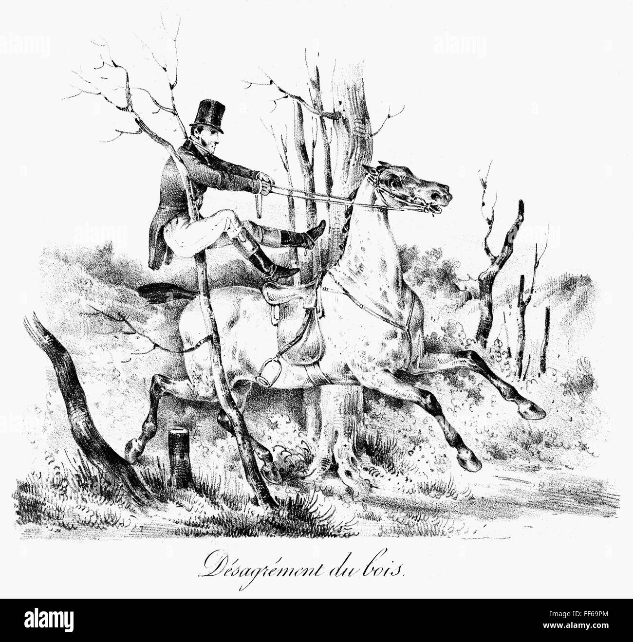 HORSEBACK RIDING. /nLithograph, French, 19th century Stock Photo Alamy