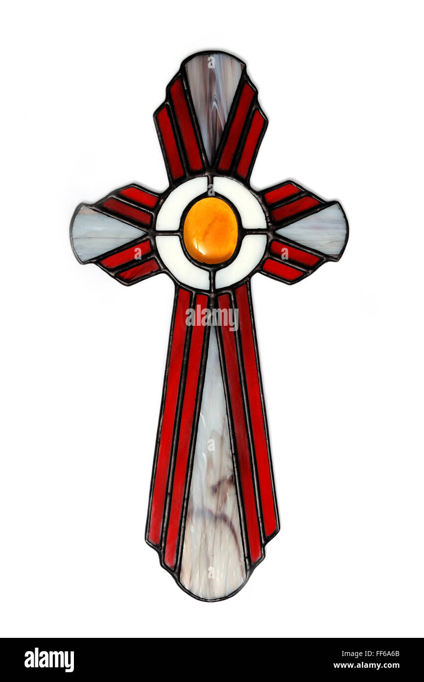 Stained glass cross made using the foil method Stock Photo Alamy