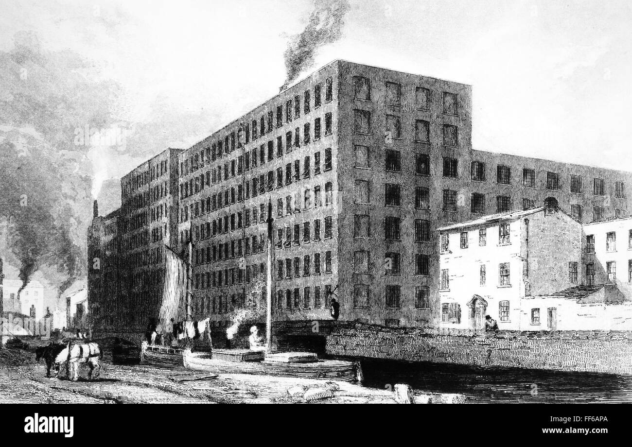 TEXTILE MANUFACTURE, 1835. /nExterior of the cotton manufactory at ...