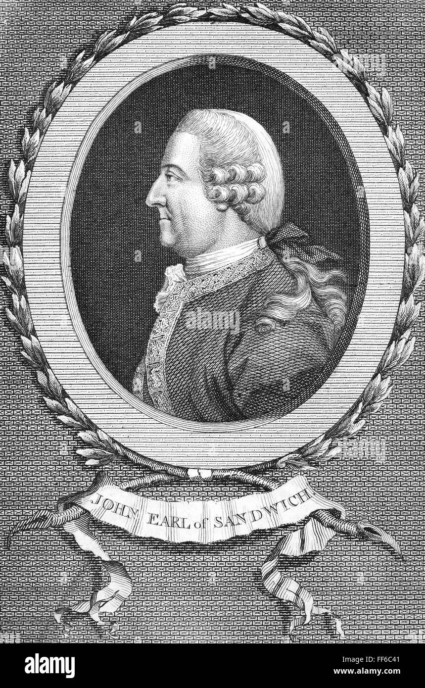 JOHN MONTAGU (17181792). /nFourth Earl of Sandwich. Copper engraving