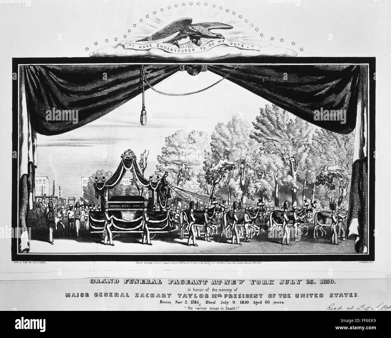 ZACHARY TAYLOR FUNERAL. /nThe funeral pageant of President Zachary