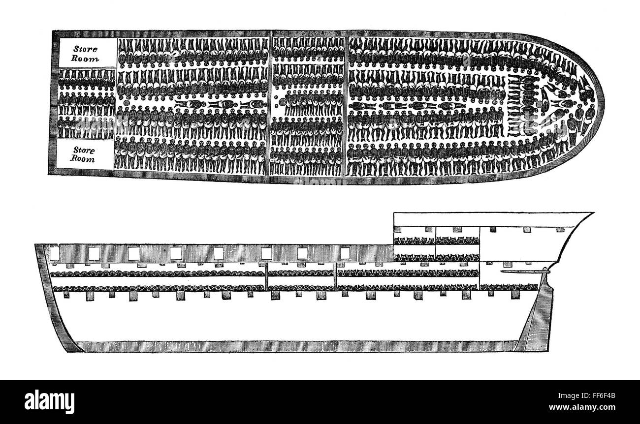 SLAVERY SLAVE SHIP, 1858. /nWood engraving, American, 1858 Stock Photo