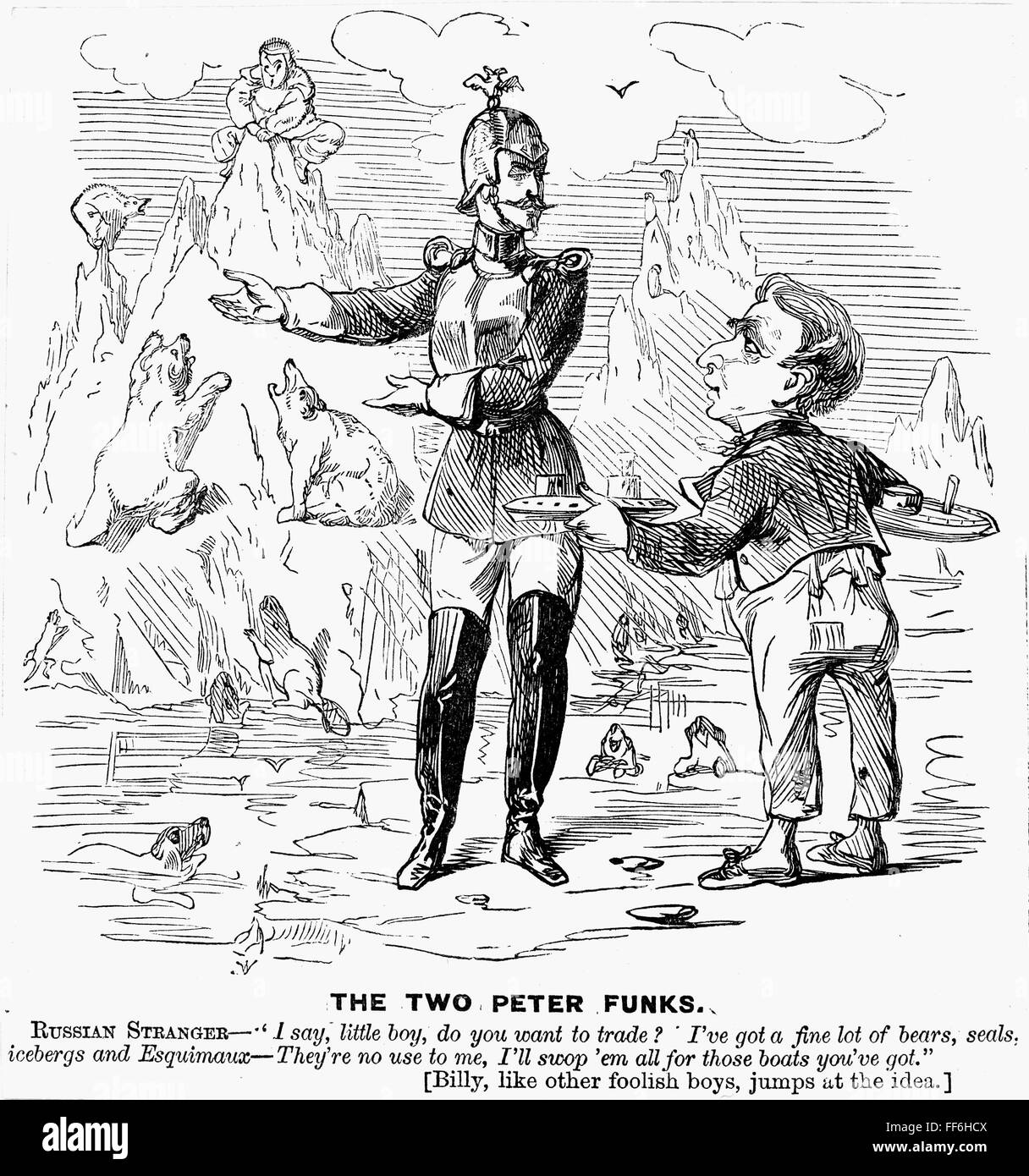 ALASKA PURCHASE CARTOON. /nAn American cartoon of 1867 deriding ...