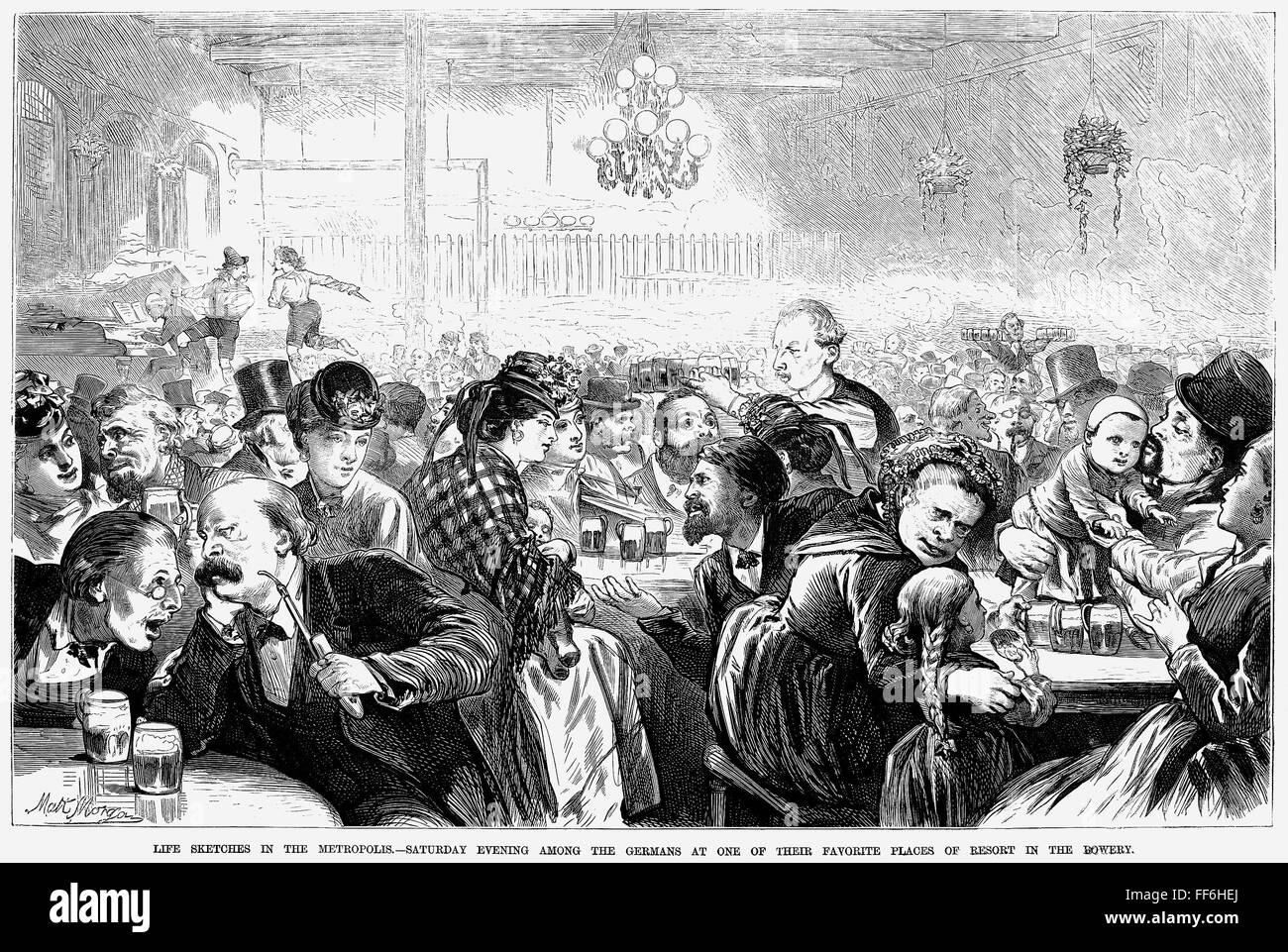 GERMAN BEER HALL. /nA German beer hall on the Bowery in New York City