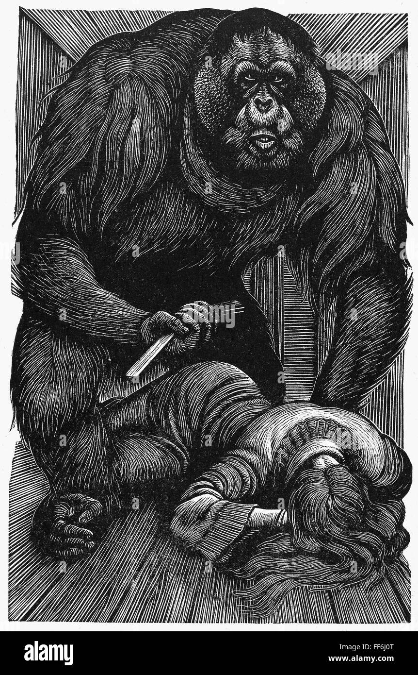 POE RUE 1841. /nWood engraving by Fritz Eichenberg for a 1944